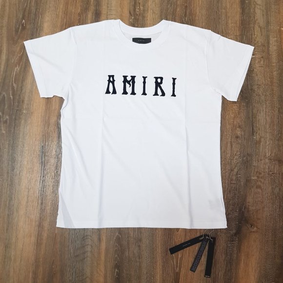AMIRI Velvet Logo Printed White T-Shirt